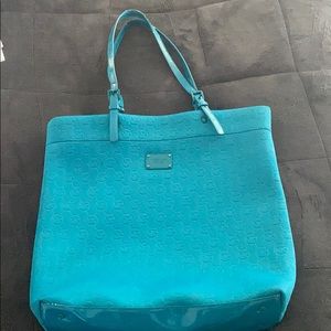 Michael Kors Neoprene Turquoise MK Monogram Tote